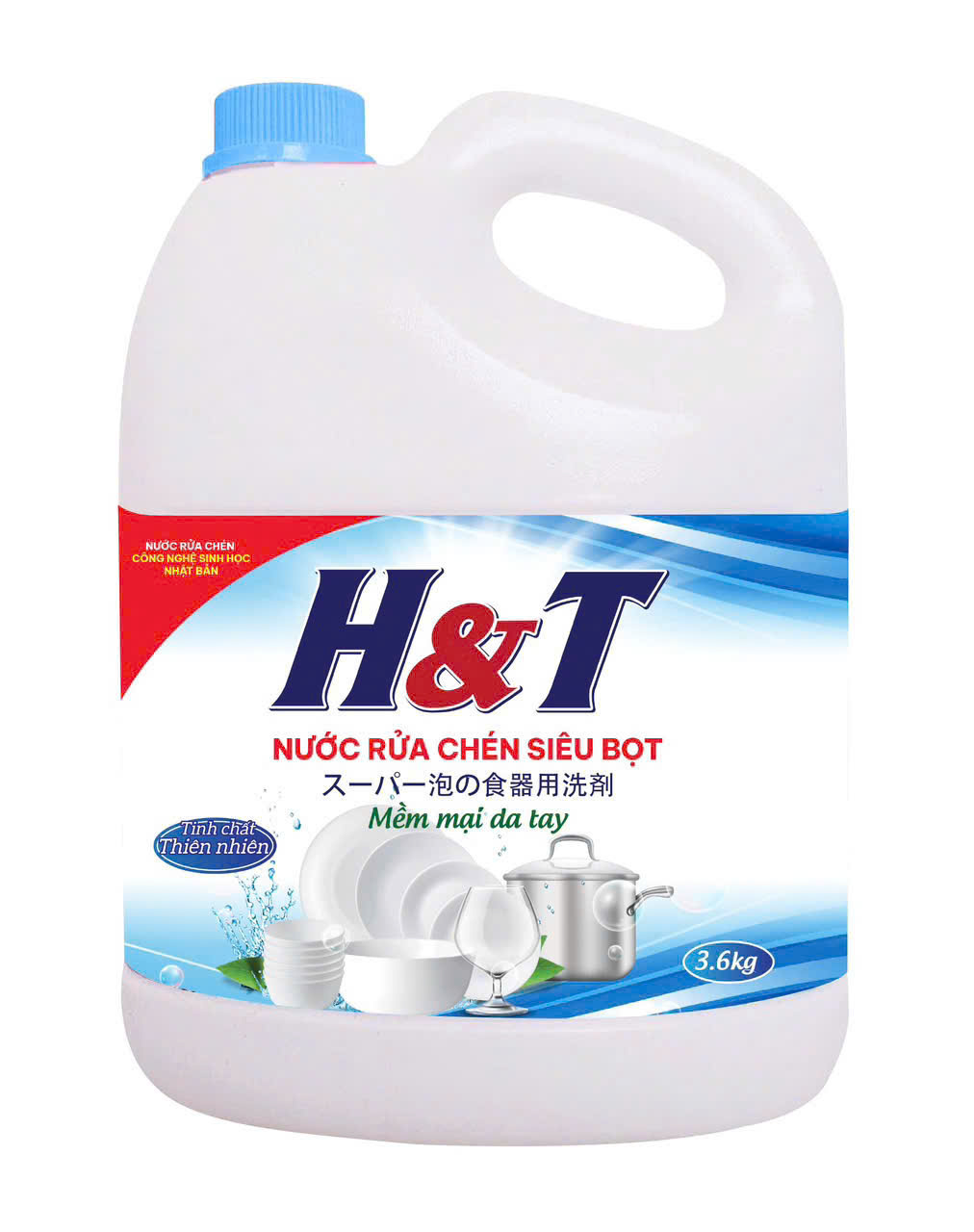 Nước rửa chén siêu bọt H&T – Tinh chất thiên nhiên (3.6kg)
